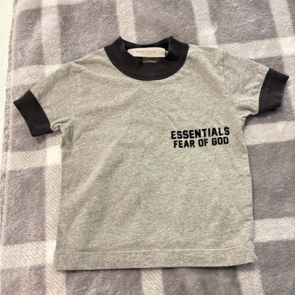 Fear of God Essentials Kids Gray and Black T-Shirt